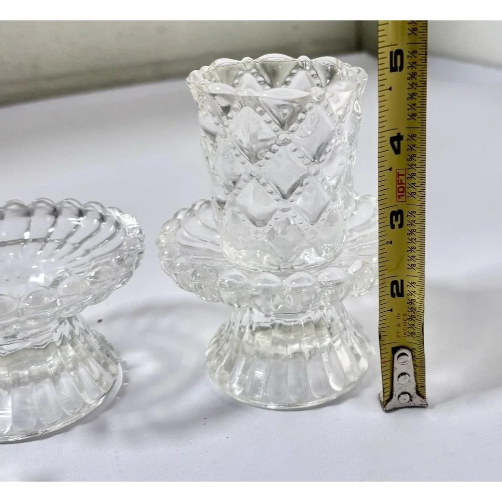 Vintage Partylite Quilted Crystal Pair Votive Candle Holders,P9246,-2 PIECE SET